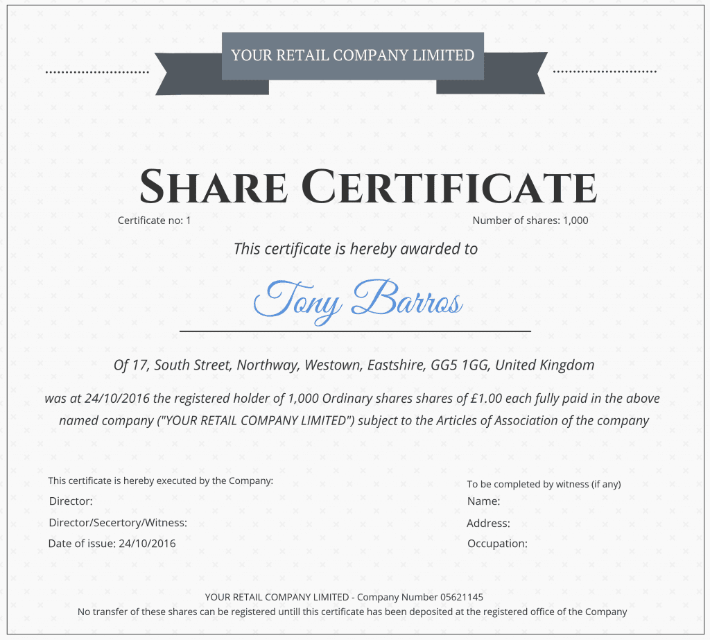 Share Certificate