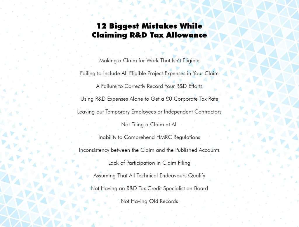 Biggest Mistakes While Claiming R&D Tax Allowance