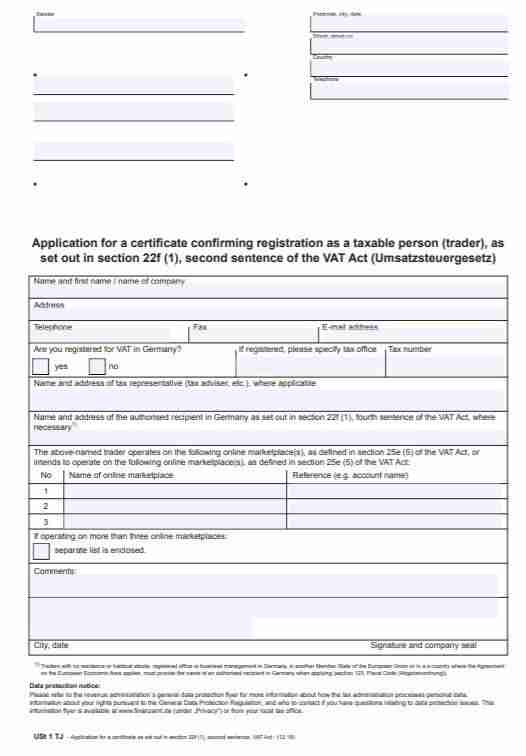 USt 1 TJ form