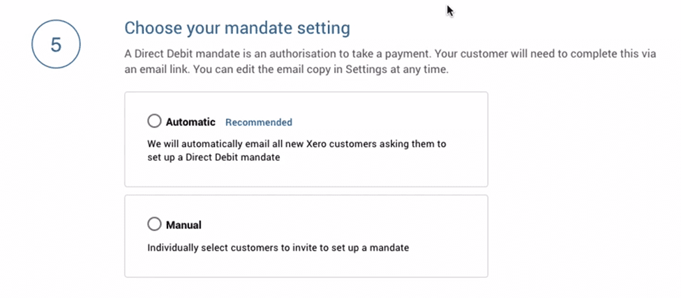 choose your mandate settings