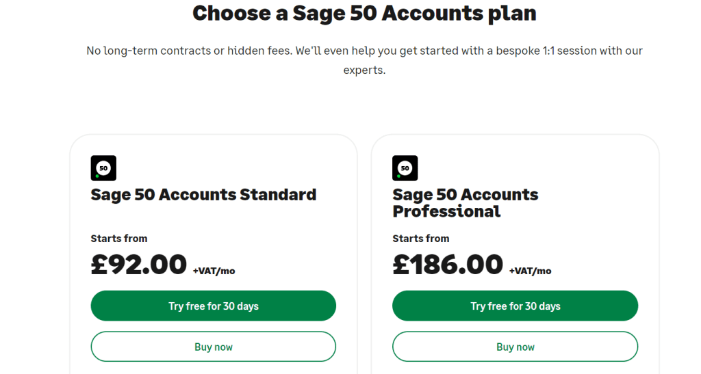Sage 50 Pricing Plan