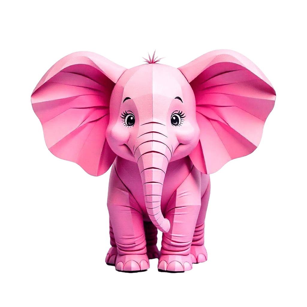 freepik a pink paper made elephant with large ears and a s 49245